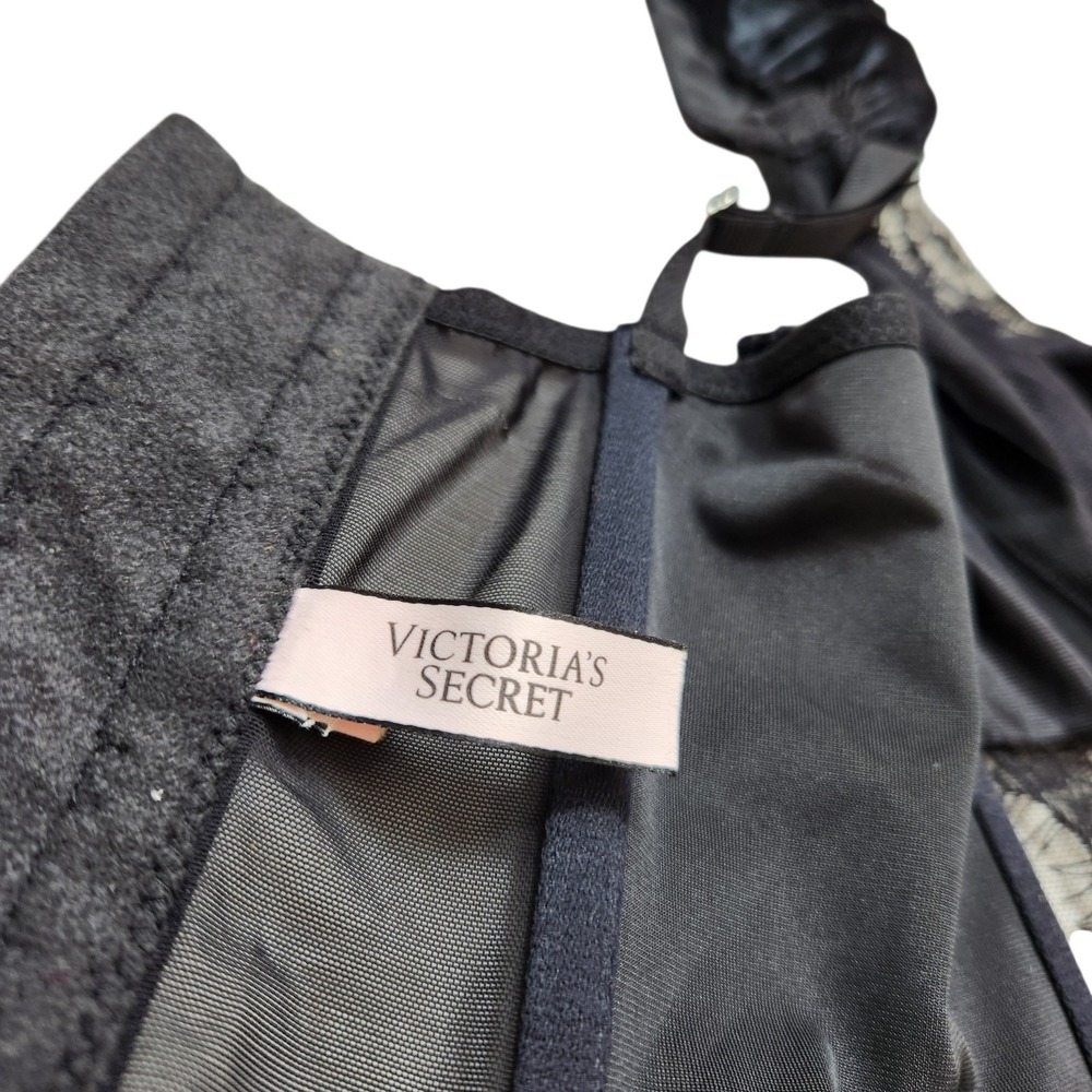 Victoria's Secret Size Medium Dream Angels Black Velvet Mesh Lace Up Corset Top - Picture 9 of 11